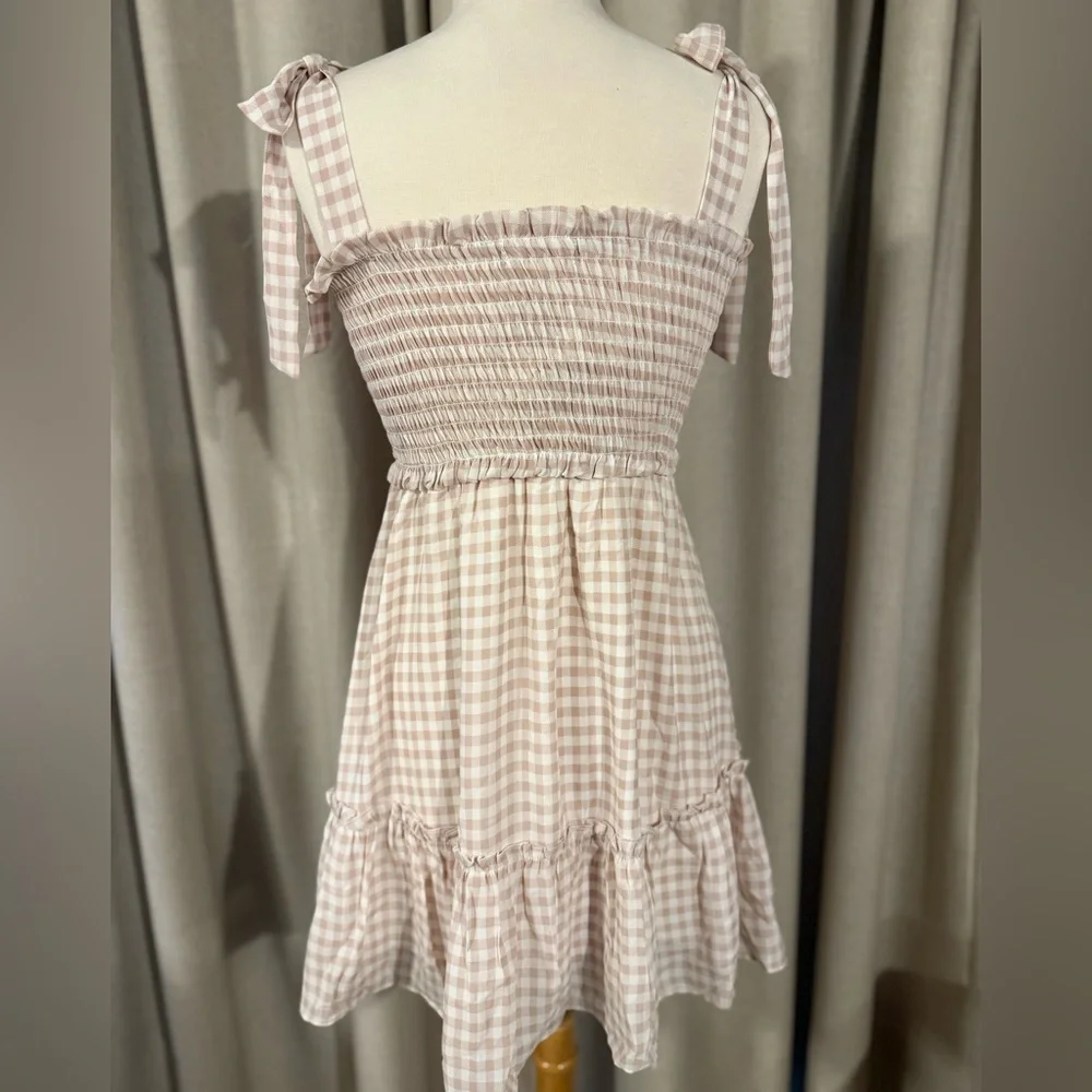 Altar'd State Ivory and Mauve Checkered Mini Dress - Picture 4 of 8